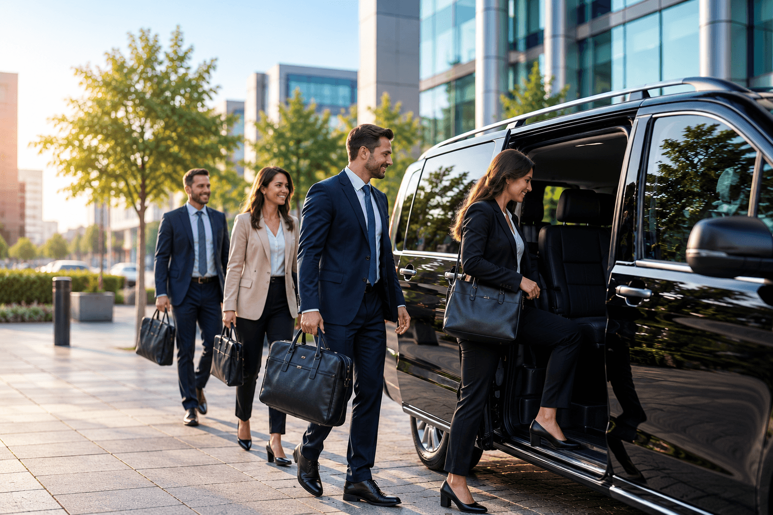 Employees travelling to work on a scheduled staff transport service